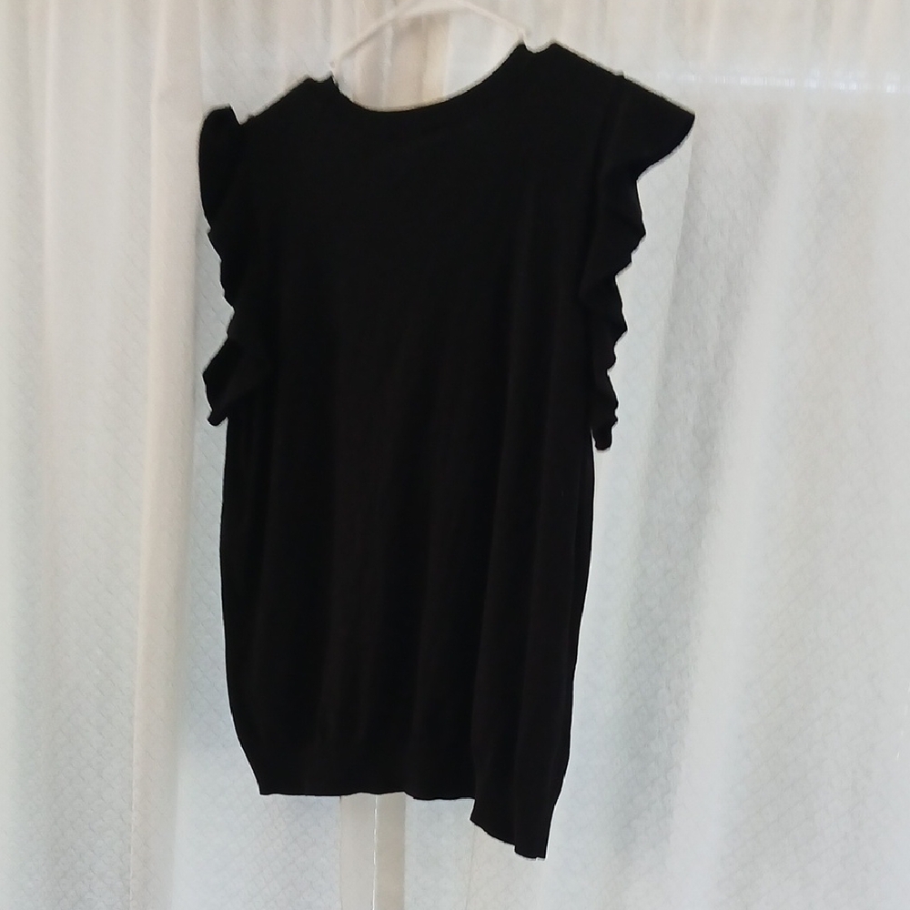 Halogen Black Short Sleeve Ruffle Top - Picture 5 of 7